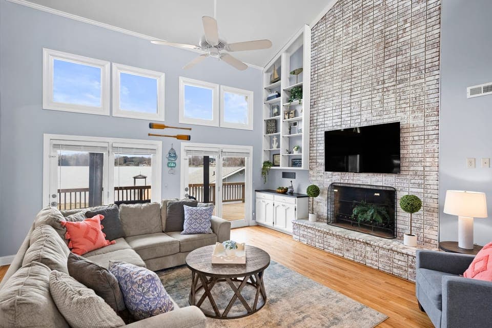 Large, cozy sectional perfect for watching a game or a movie.