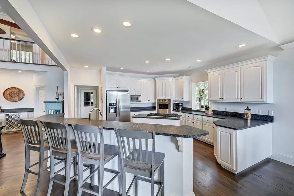 Kitchen with bar seating for 4.