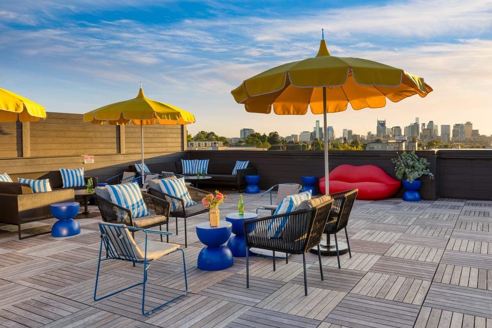 Spacious shared rooftop patio.