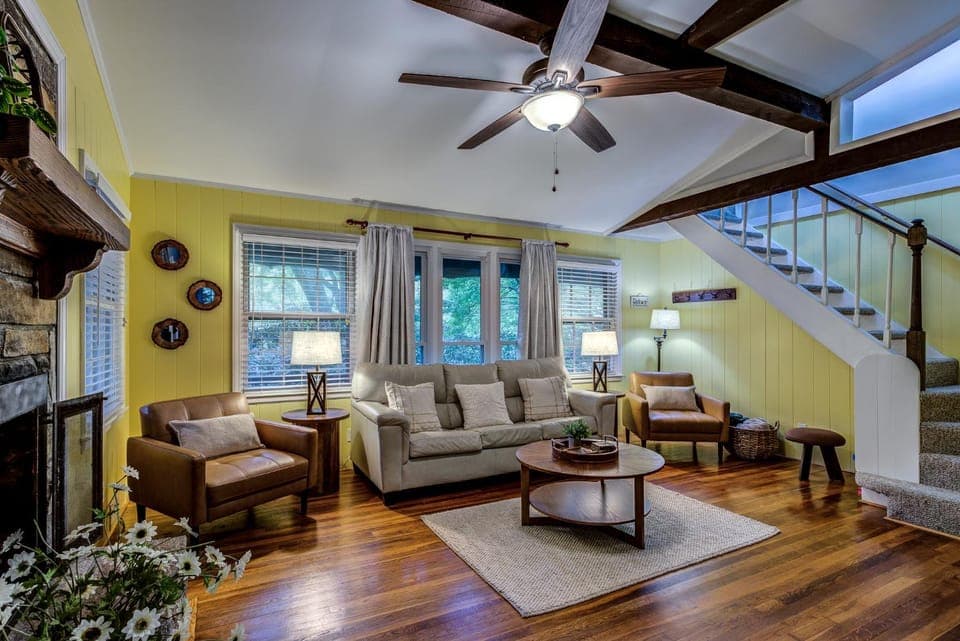 Living room, fireplace