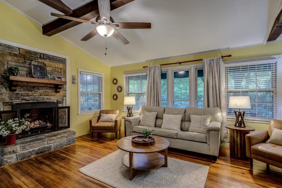 Living room, fireplace