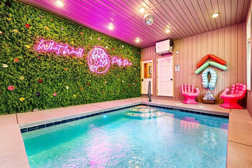 Luxurious Dolly Parton Inspired Cabin with Indoor Pool, a Private Hot Tub, and Arcade Games near Dollywood, Tennessee Cabin in Sevierville