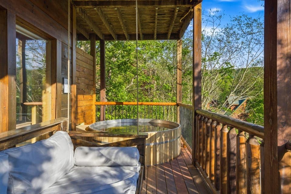 View (from property/room), Balcony/Terrace, Seating area, Open Air Bath