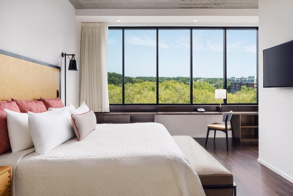 Bed, Living room, Photo of the whole room, Bedroom, City view