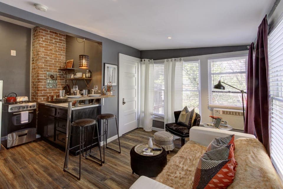 Living room, kitchen
