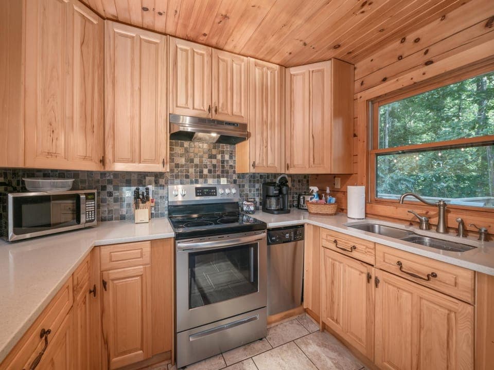 Kitchen or kitchenette, stove