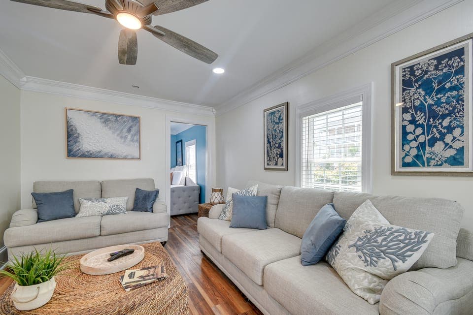 Walk to Water: Coastal-Chic Home Near Myrtle Beach House in Atlantic Beach
