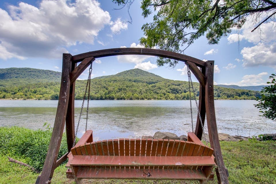 Dock & Hot Tub: Tennessee River Cabin Getaway House in Tennessee
