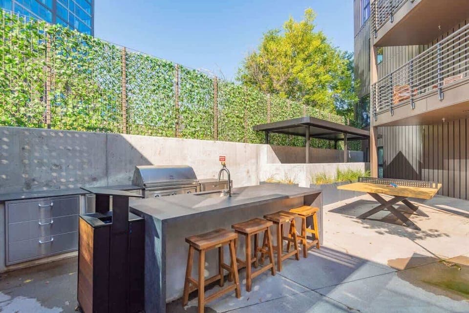 Outdoor grill with seating and ping pong table - utensils and cleaning supplies are included