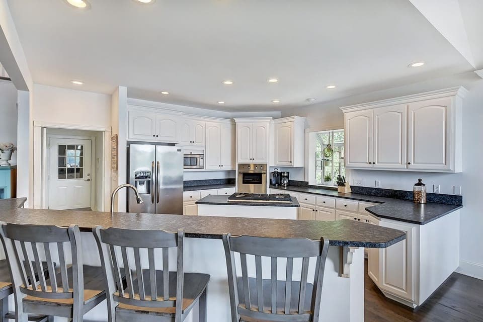 Kitchen with bar seating for 4.