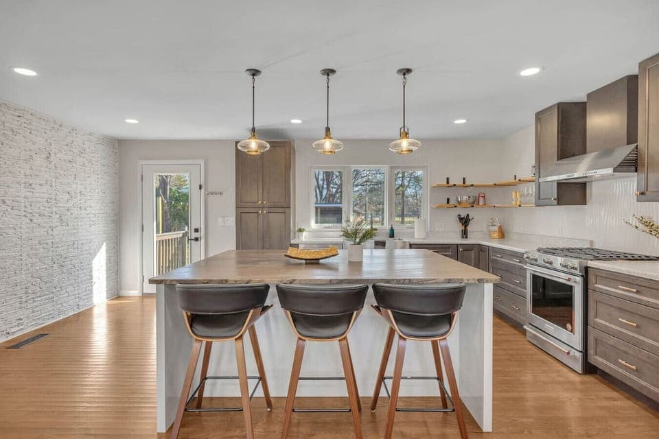 Beautiful remodeled kitchen with top end appliances, everything you need for cooking and the perfect setting for a family gathering