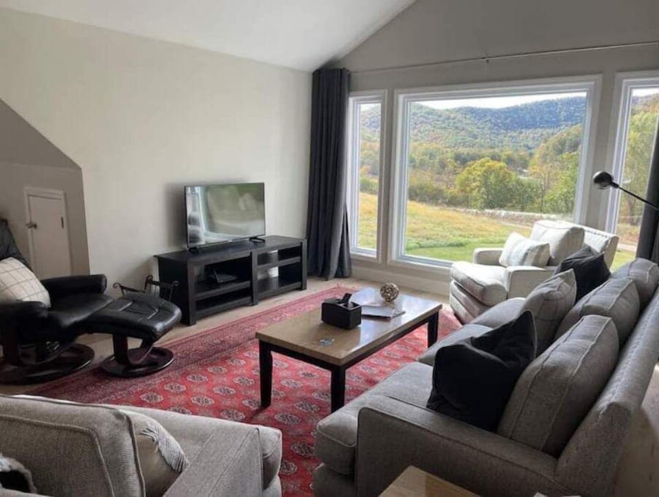 Plenty of seating and a large picture window