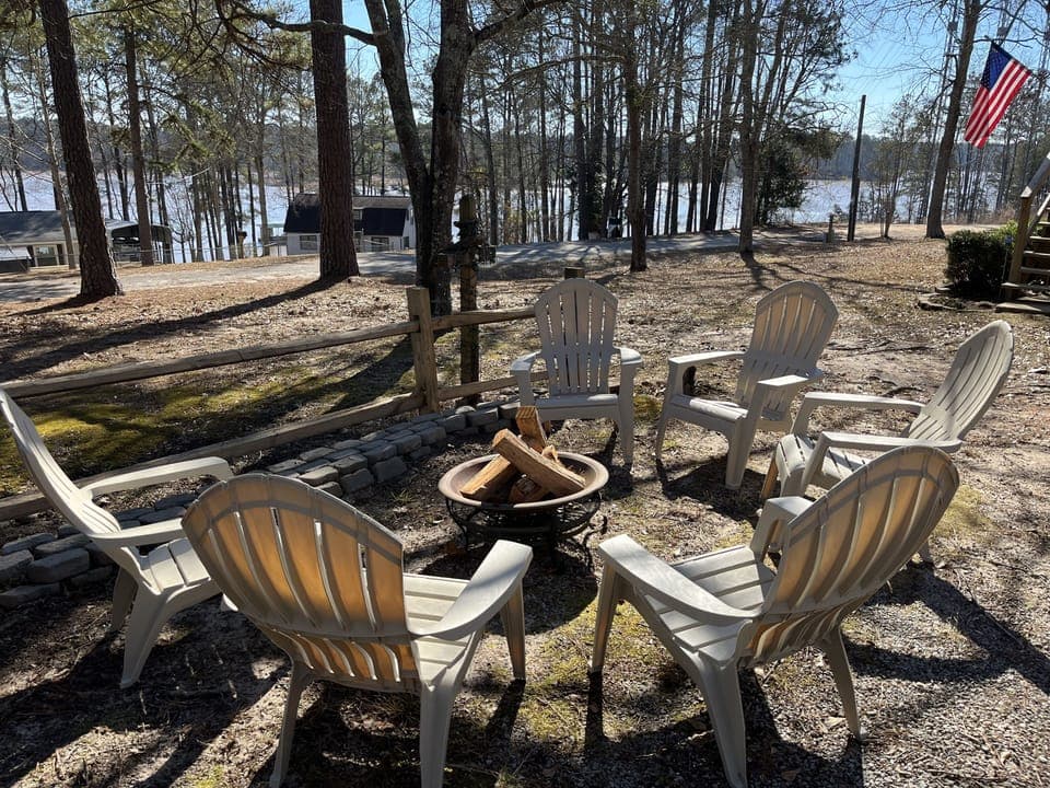 Outdoor Fire Pit with lake Views