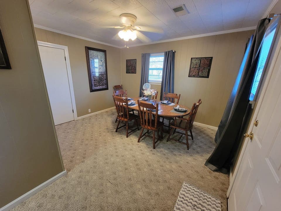 seating for 7 also has a deep freezer in this room