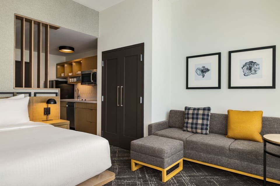 Egyptian cotton sheets, premium bedding, desk, laptop workspace