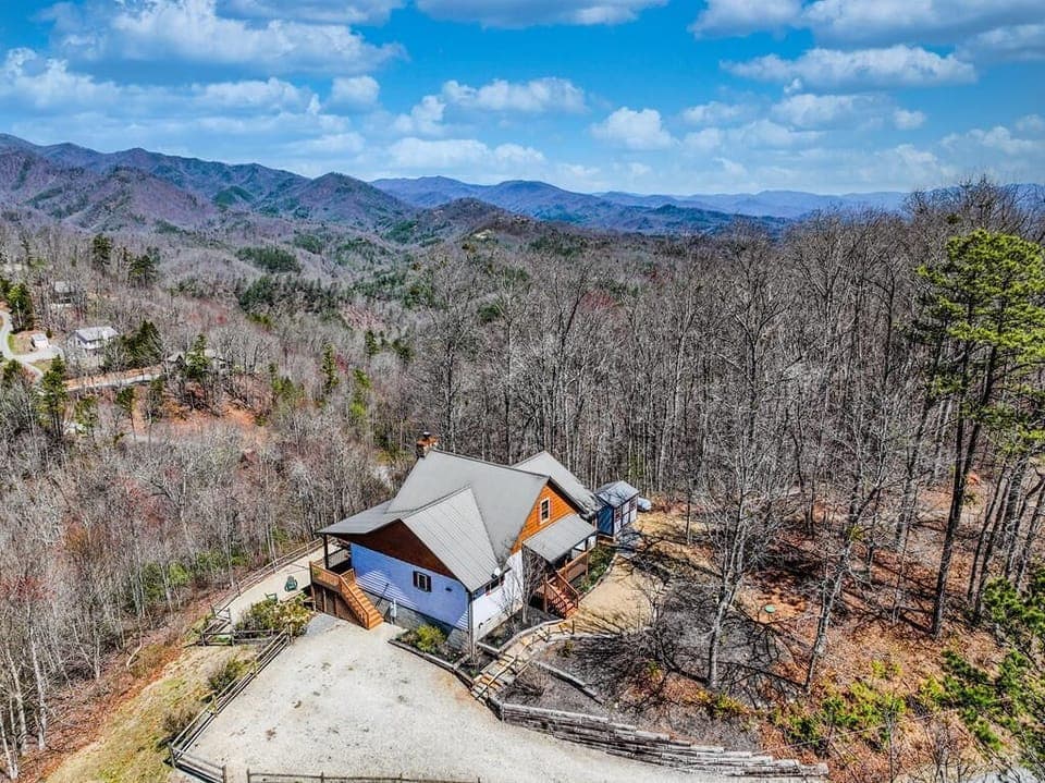 Front of house with Great Smoky NP in background