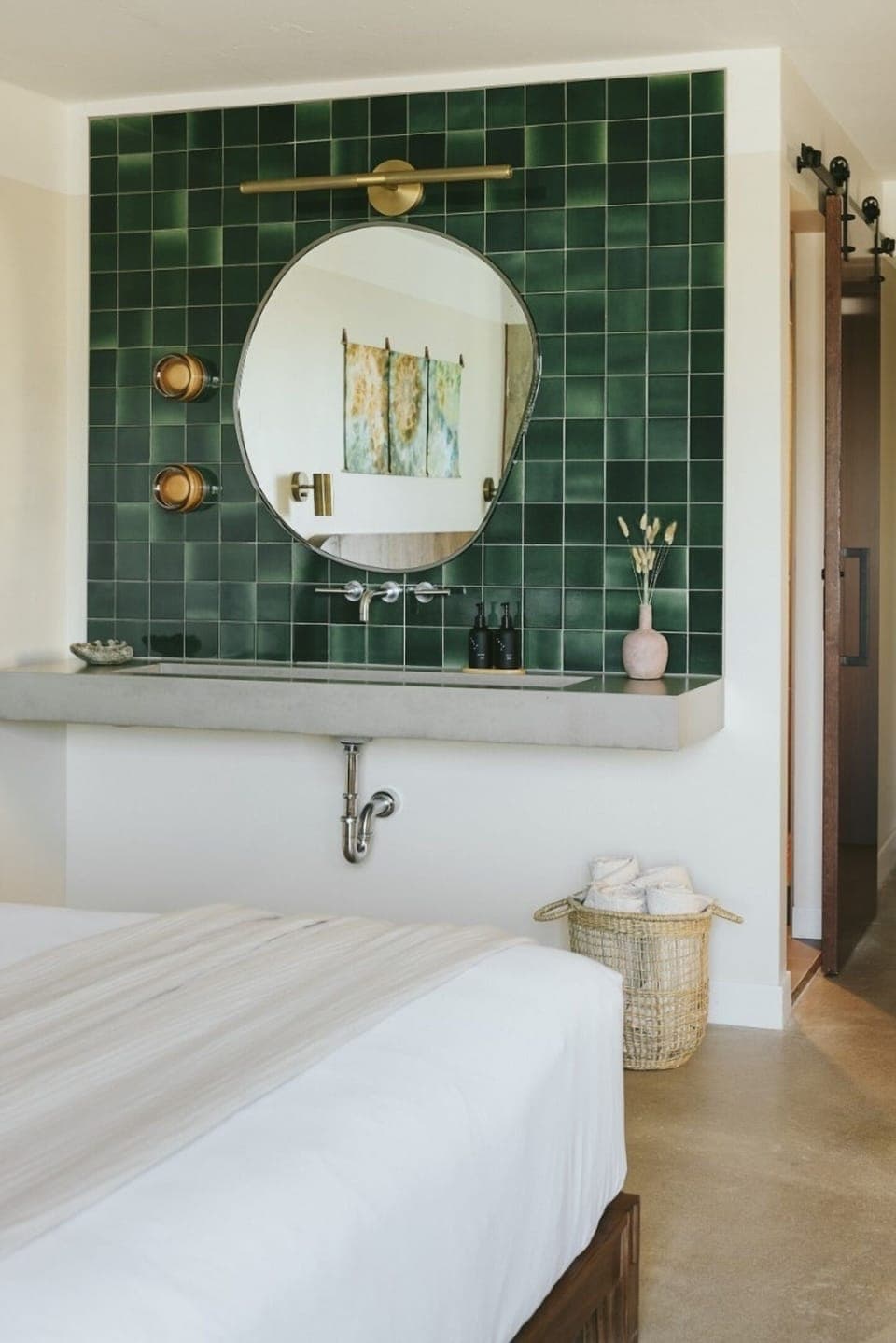Refresh at the stylish vanity with spa-like lighting.