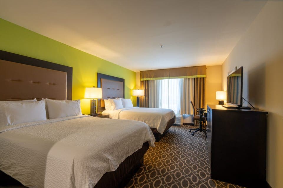 Standard Room, 2 Queen Beds | In-room safe, desk, laptop workspace, blackout drapes