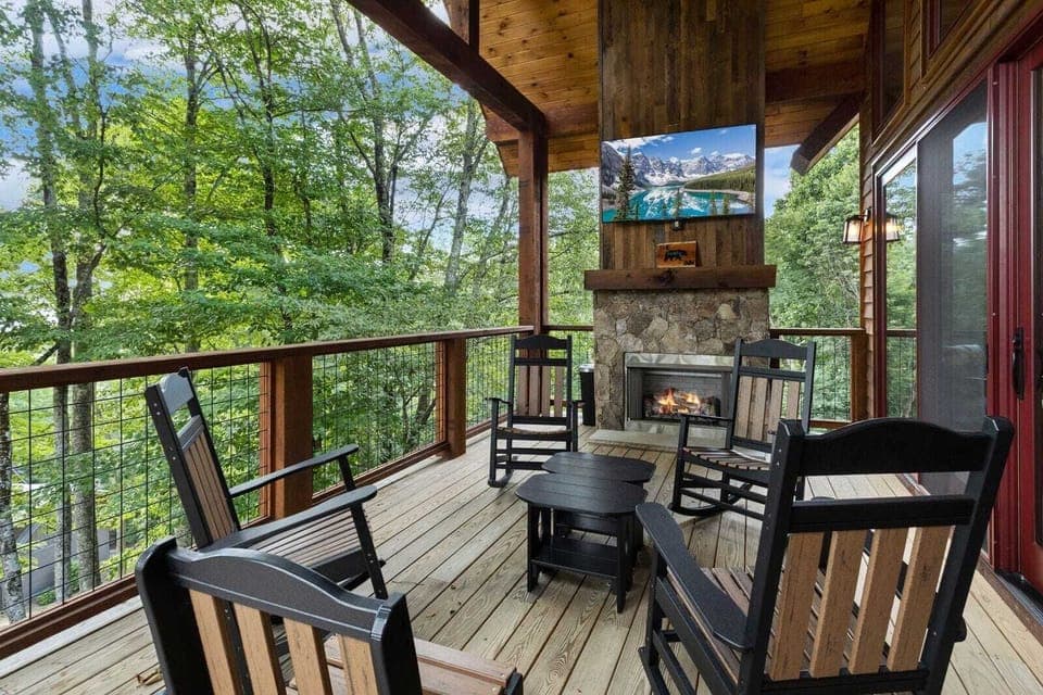 Covered Outdoor Space with Gas Fireplace and TV