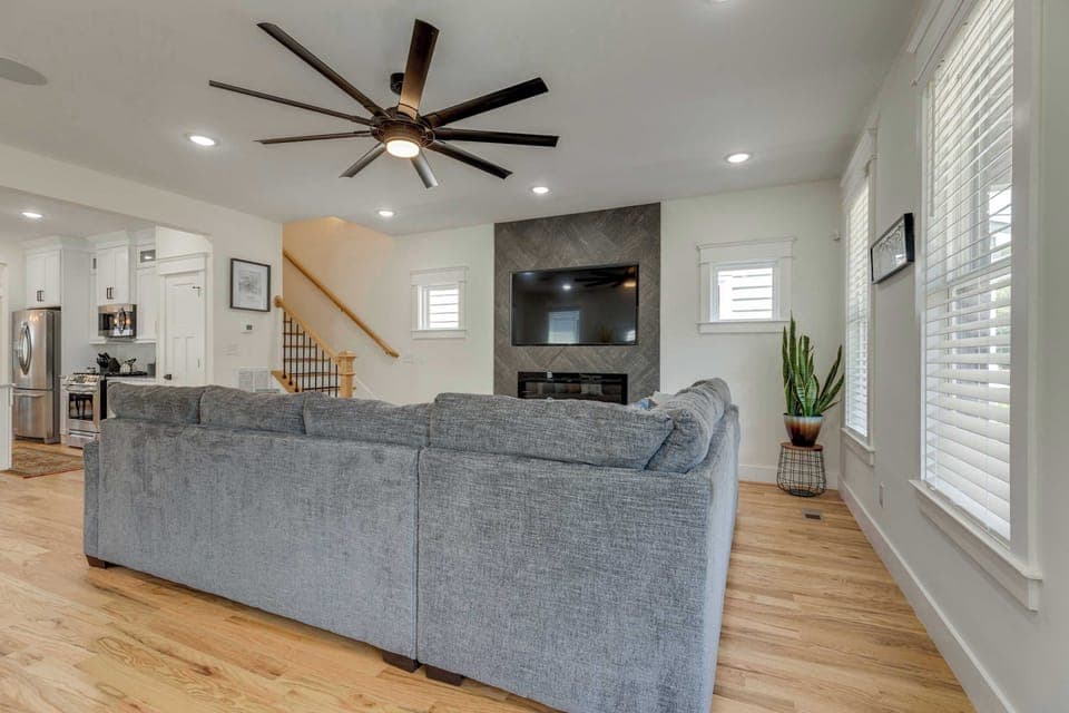 Living room includes fireplace & SmartTV