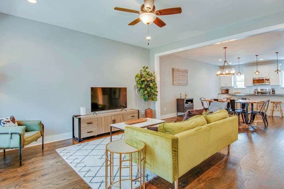 Living room with Smart TV, comfortable seating