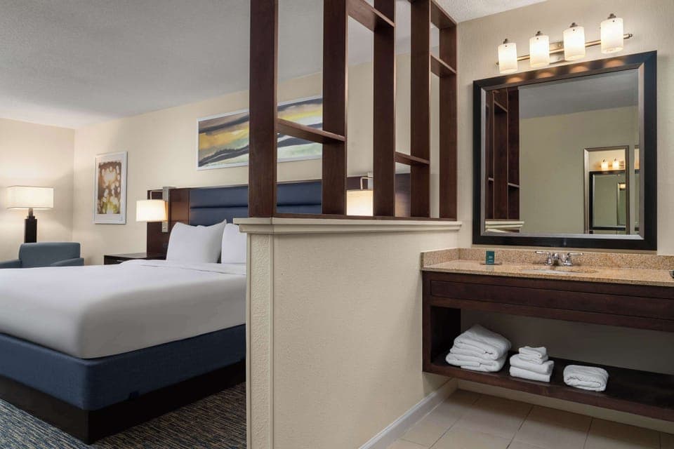 Premium bedding, down comforters, pillowtop beds, in-room safe