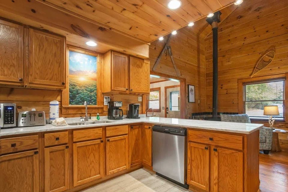 Well-Equipped Kitchen Adjacent to the Living Room