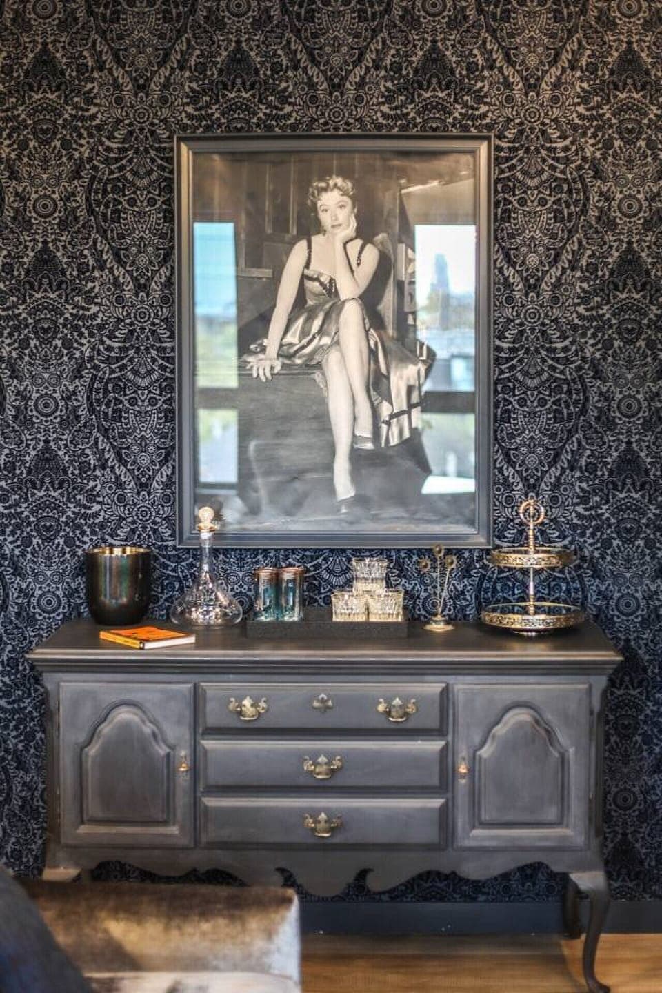 The Smokeshow Living Room with sofa bed, fireplace, Smart TV, and more