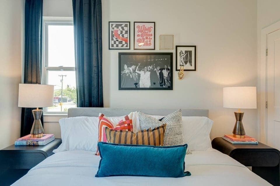 5623 - 4th bedroom with King bed, designer furnishings, closet, and ensuite bathroom.