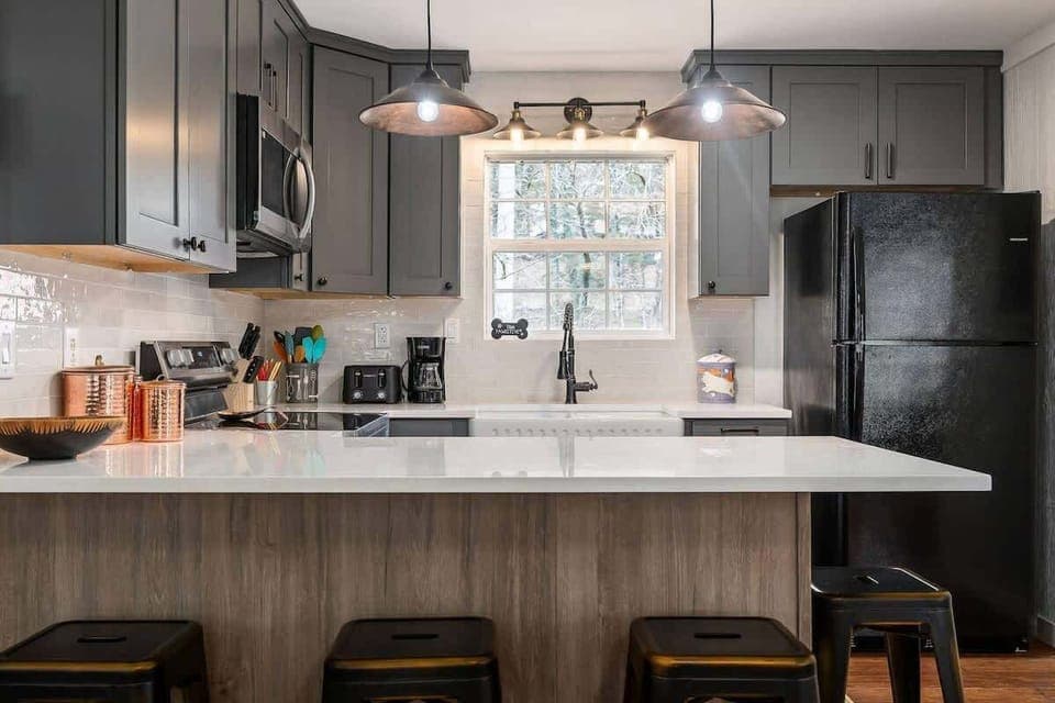 Cook, chat, and enjoy the comforts of home in this open, inviting kitchen.