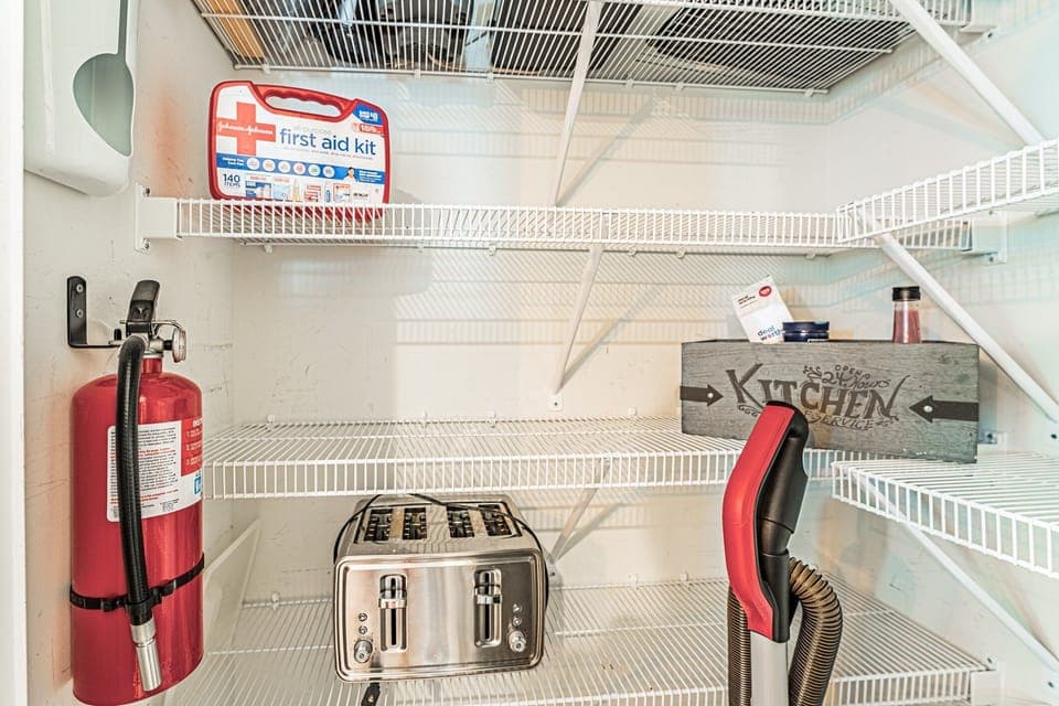 all properties have fire extinguishers on each floor and 1 first aid kit
