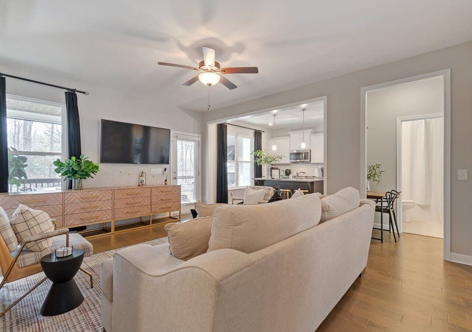 Unwind and share memorable moments with your group in the spacious open-concept living area.