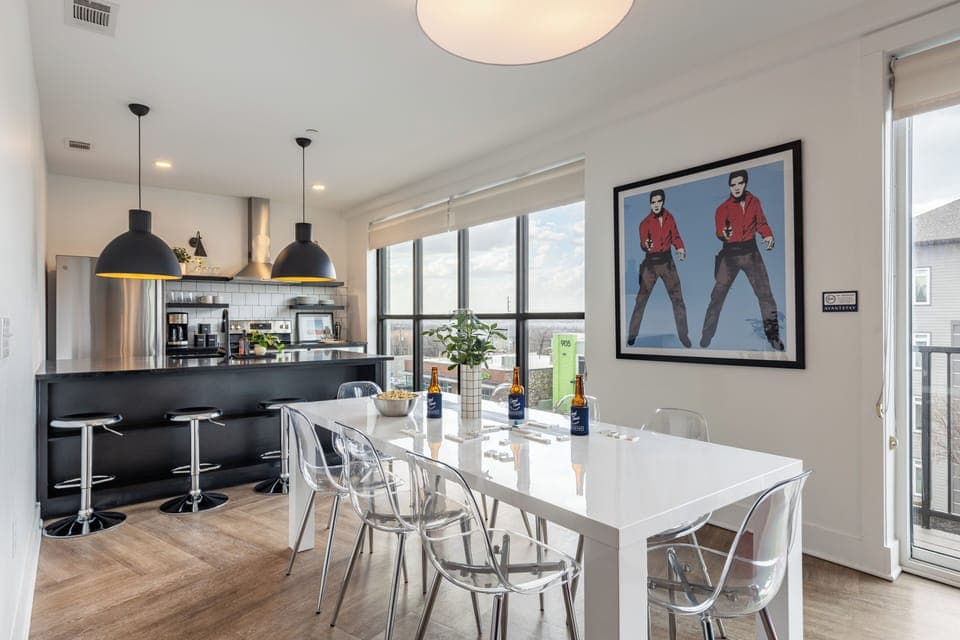 Elegant dining area offering outdoor views. (Last Call)