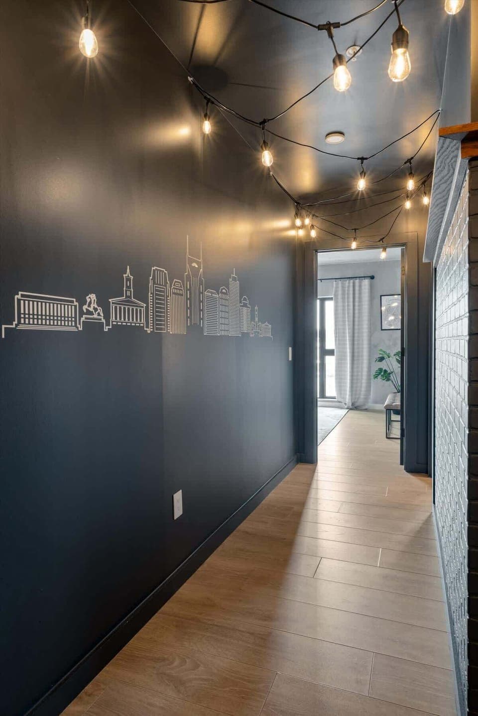 Atmospheric Entryway with String Lighting