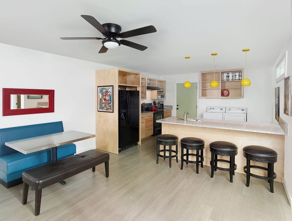 Updated kitchen with plenty of granite countertop space as well as a washer and dryer to use.