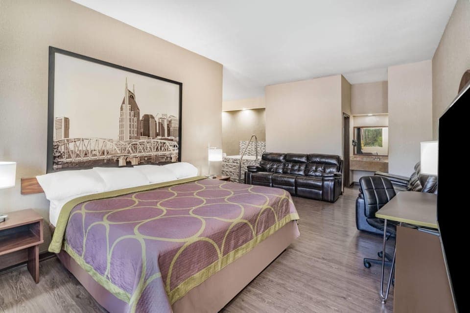 Desk, blackout drapes, iron/ironing board, free WiFi