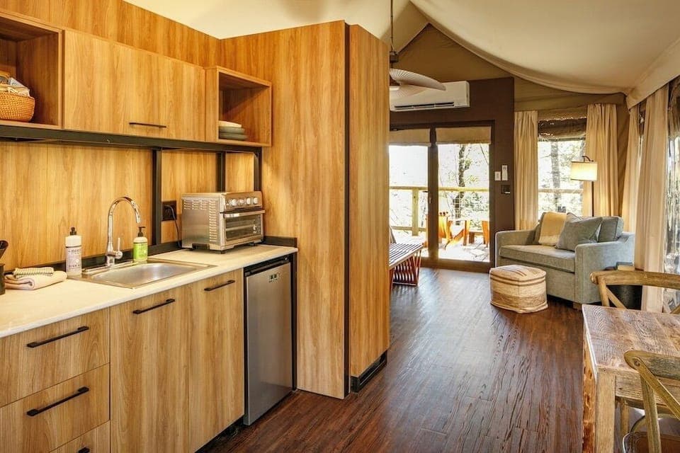 Basic Tent, Mountain View | Private kitchen | Mini-fridge, microwave, coffee grinder, toaster oven