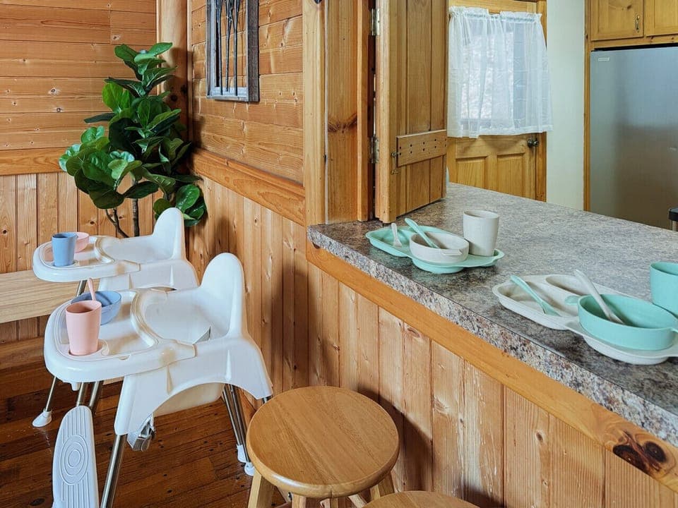 Plenty of seating for kids and infants alike along with child friendly dinnerware!