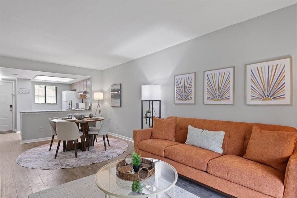 Unwind in this inviting living room, where soft seating meets a smart TV—perfect for movie nights or catching up on your favorite shows.