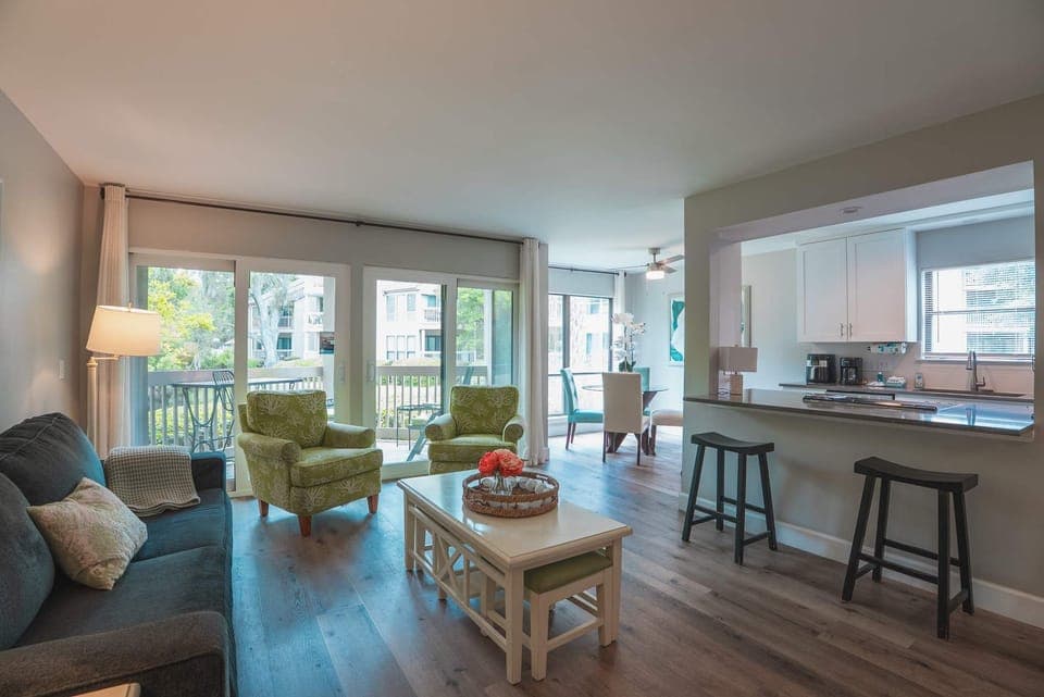 Bright, open, and inviting – the living room offers stunning views, comfy seating, and a big-screen TV for ultimate relaxation.