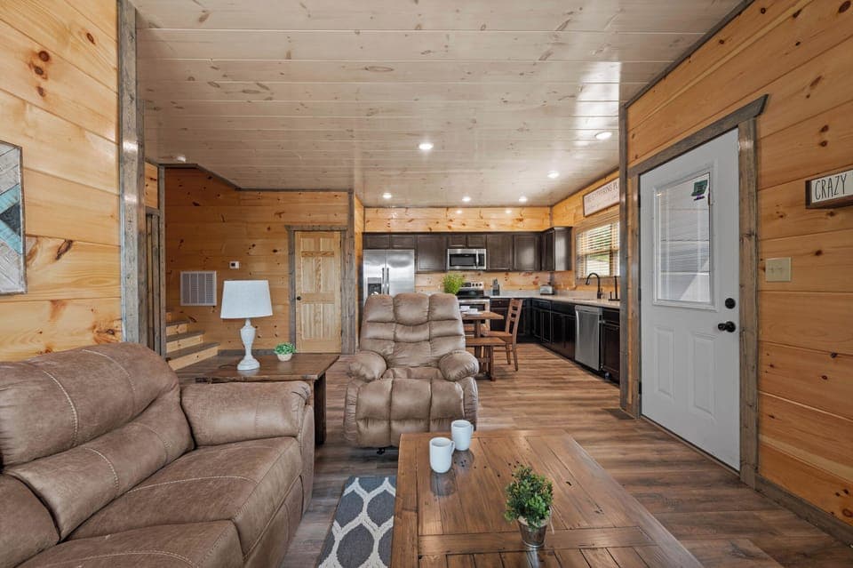 Rustic charm meets modern comfort in this bright and inviting living space.