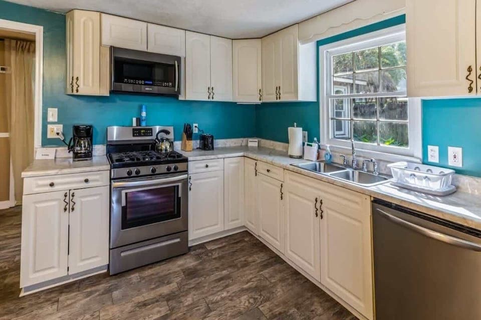 Fully equipped kitchen with everything you need for meal preparation.