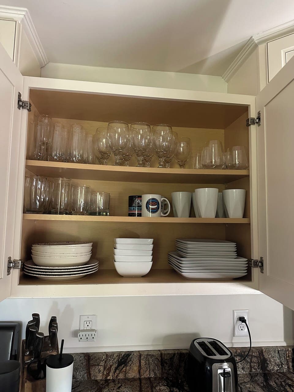 Well-stocked Kitchen cabinets