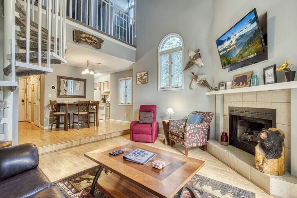 Vacation Rental in the Smokies "Feathers and Fur" - Living room and dining area