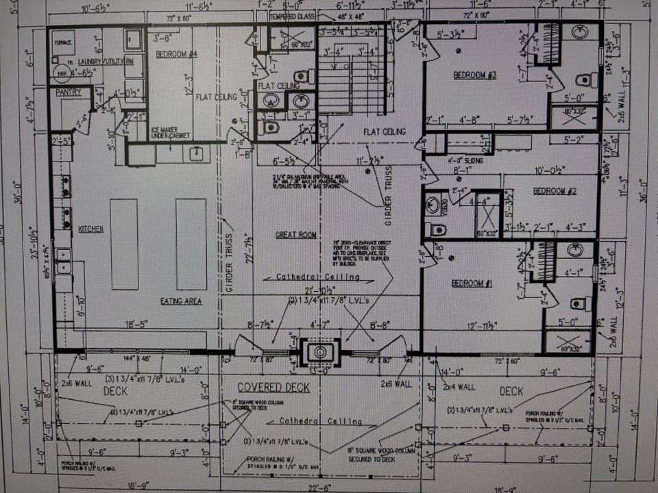 Top level: Large Kitchen/Dining/LivRm and 4 bedrooms; 4 1/2 baths
