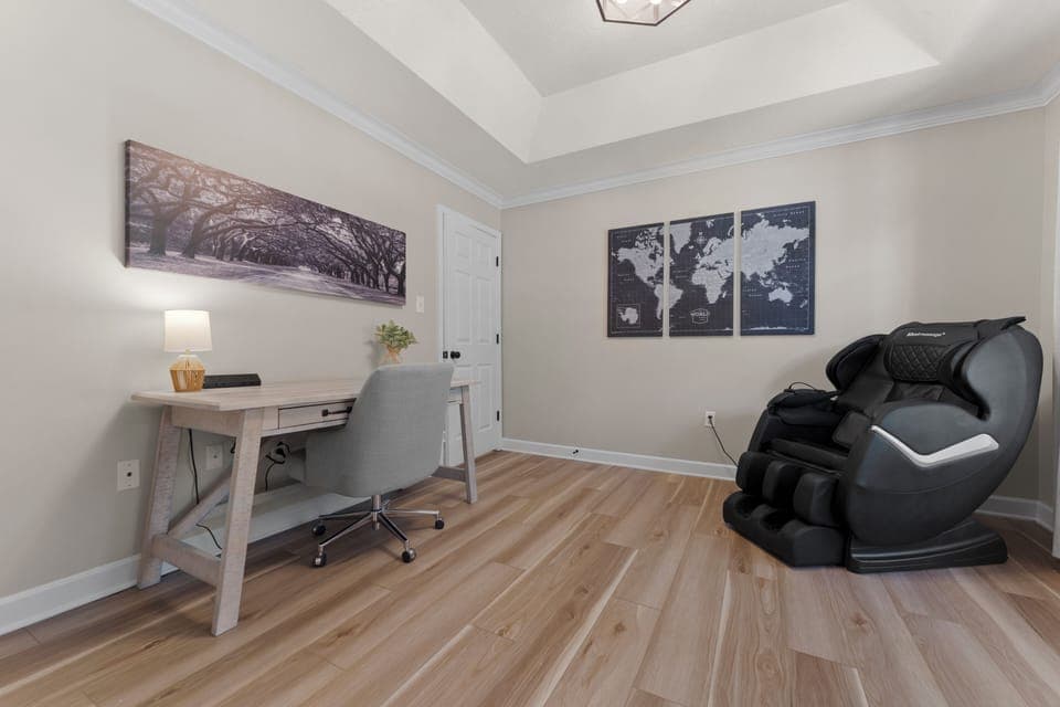Office | Dedicated work space w/massage chair to relax