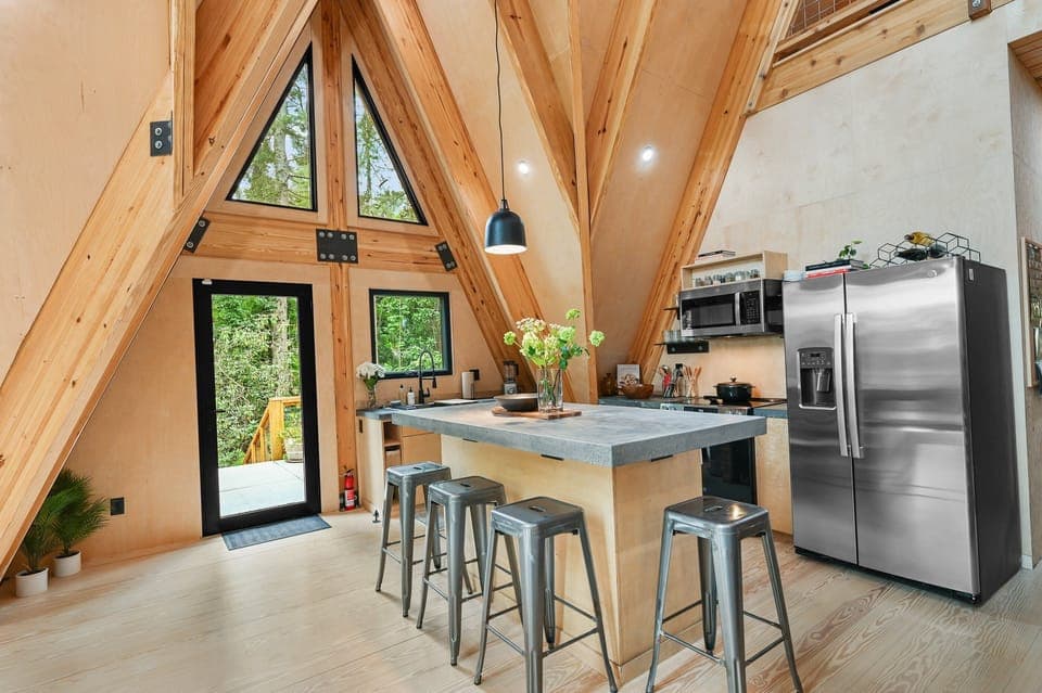 Fully Equipped Kitchen with Electric Range | A-Frame Nest