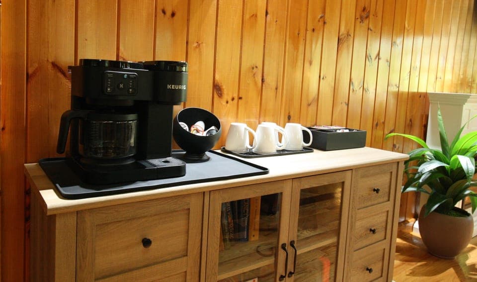 Everything you need for your morning coffee and tea - (K cups, creamer pods, sugar, coffee filters and tea provided)