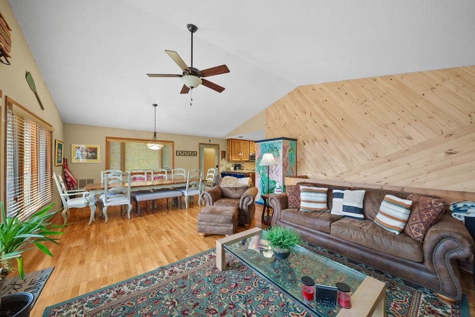 Main Floor with Living Room, Dining, and Kitchen