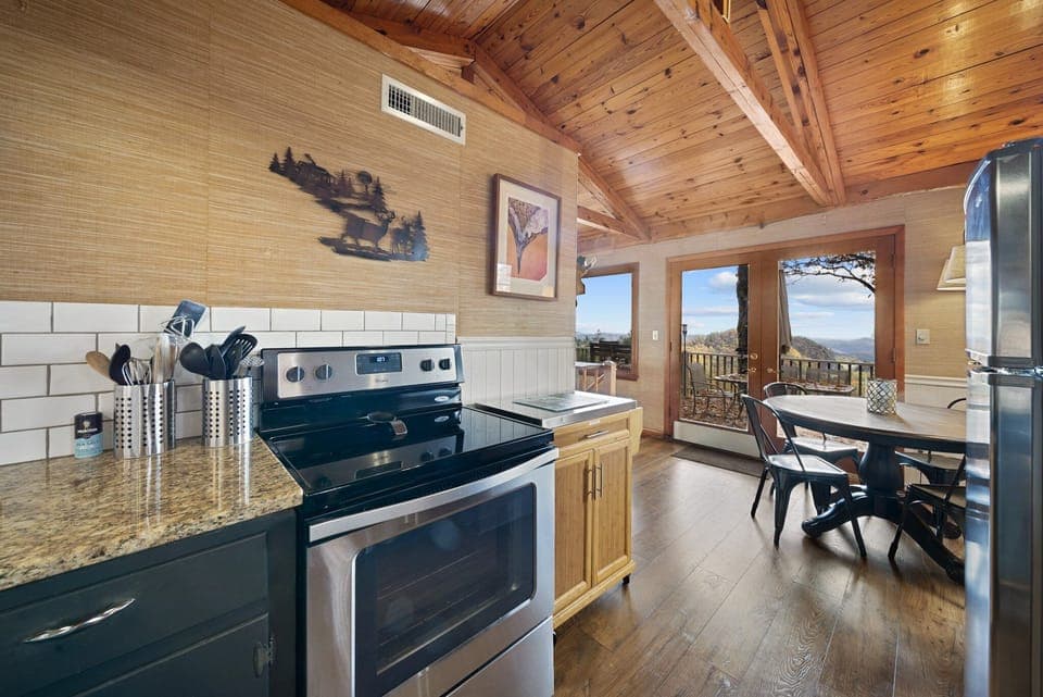 Enjoy Mountain Views from the Kitchen and Dining Area
